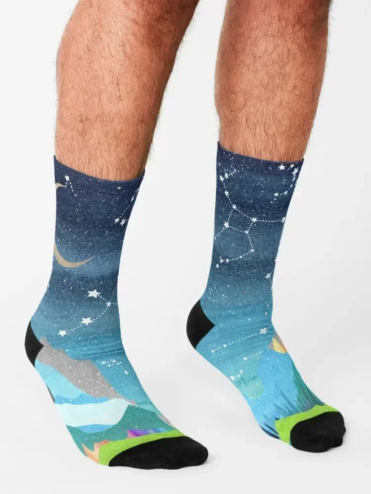 Summer constellations landscape Socks hiking Men's designer christmass gift Designer Man Socks Women's
