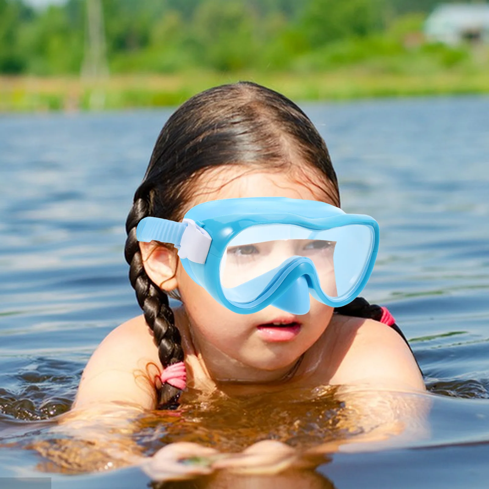 قناع السباحة مانع للتسرب مريح مناسب بإطار عريض ومضاد للضباب نظارات السباحة والغطس والغوص المائي #3