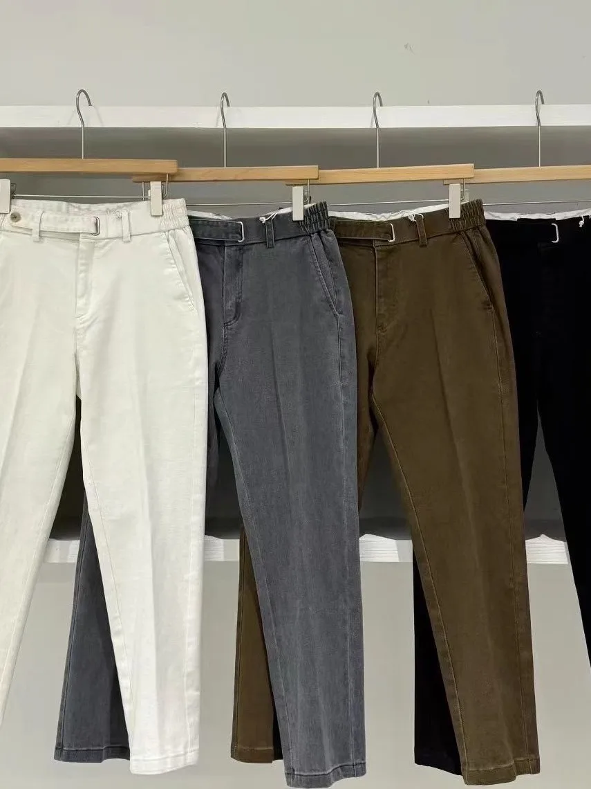 

Новые мужские повседневные брюки 2025 года с боковыми карманами, прямого кроя, легкие, универсальные, модные, однотонные, на молнии