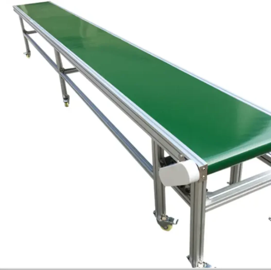 Customizable Adjustable Rubber Belt Conveyor for Food Industry Stainless Steel Frame Oil Resistant Anti-Bacterial New Food Shops