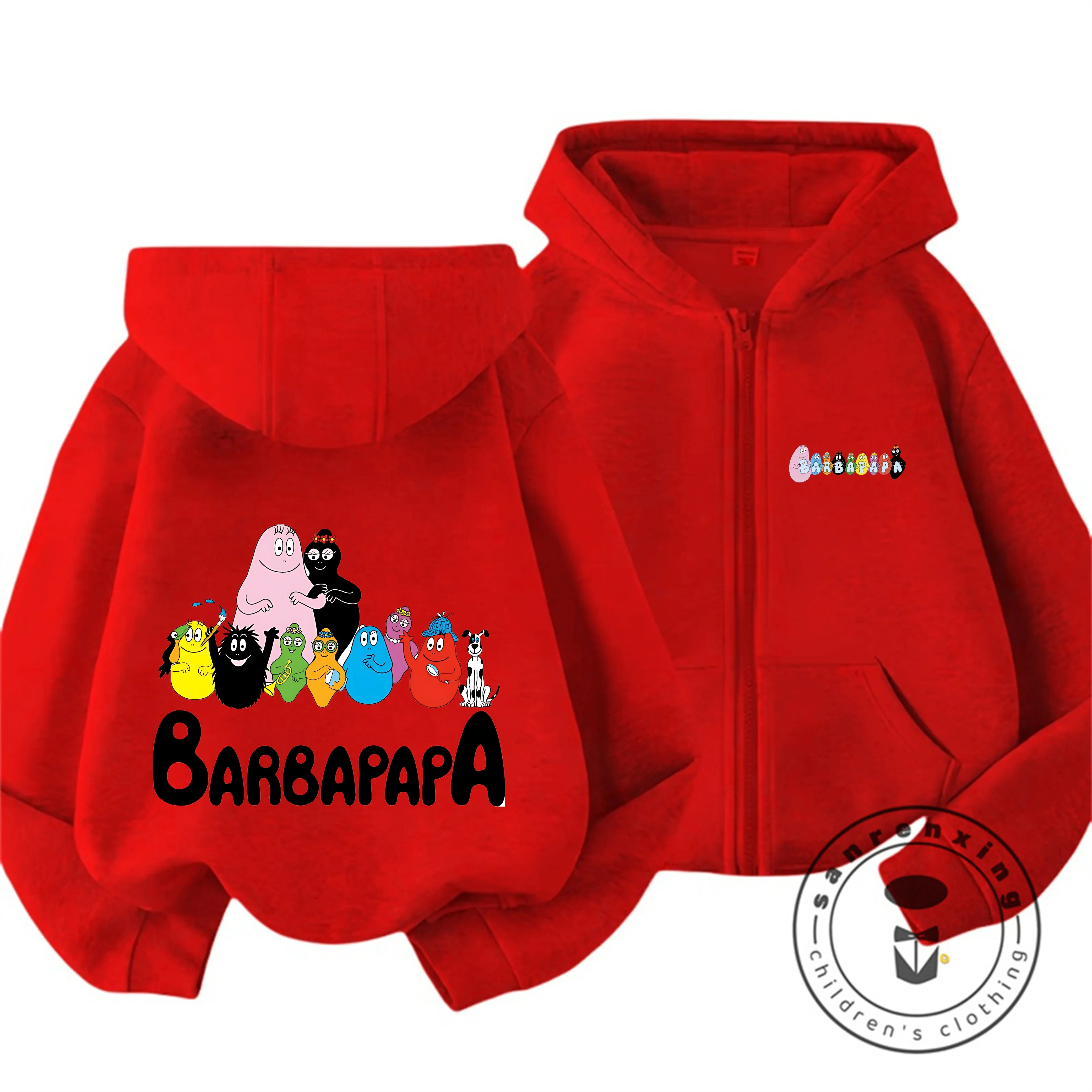 

Детская уличная модная толстовка на молнии с милым принтом Les Barbapapa, зимняя повседневная одежда 2026 года для детей 3-14 лет
