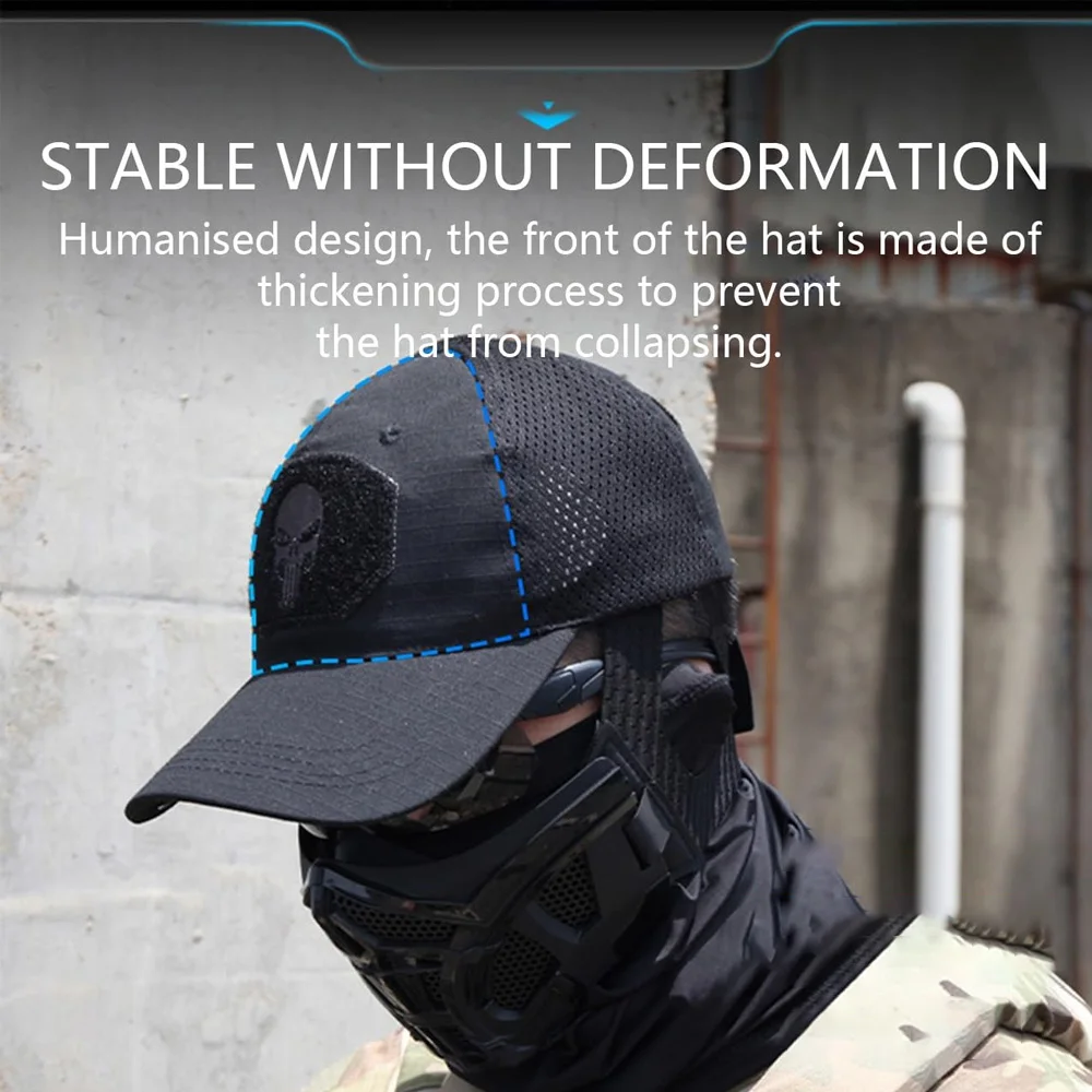 Airsoft Mask Set, Tactical Half Face Mask with Breathable Baseball Cap & Paintball Goggles, Outdoor Airsoft Hunting Gear