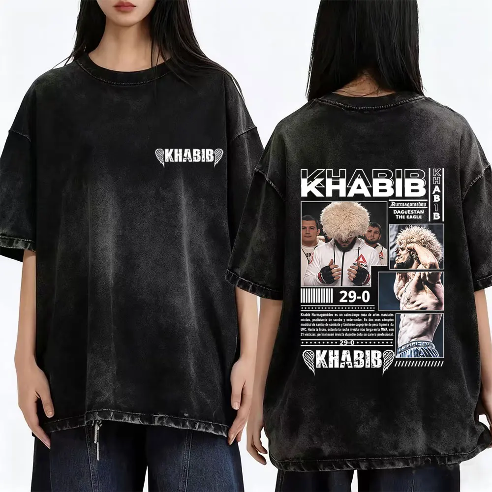 

Khabib Boxing Vintage Washed T Shirt Men Women Casual Pure Cotton Short Sleeve T-shirts Men's Oversized T-shirt Gym Streetwear