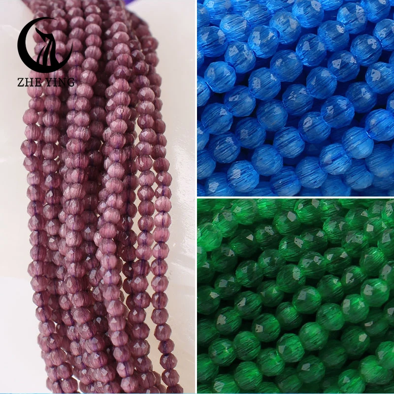 Zhe Ying Small 2mm Cat Eye Glass Beads 48 Faceted Loose Beads for Jewelry Making Bracelet Necklace Diy Accessories