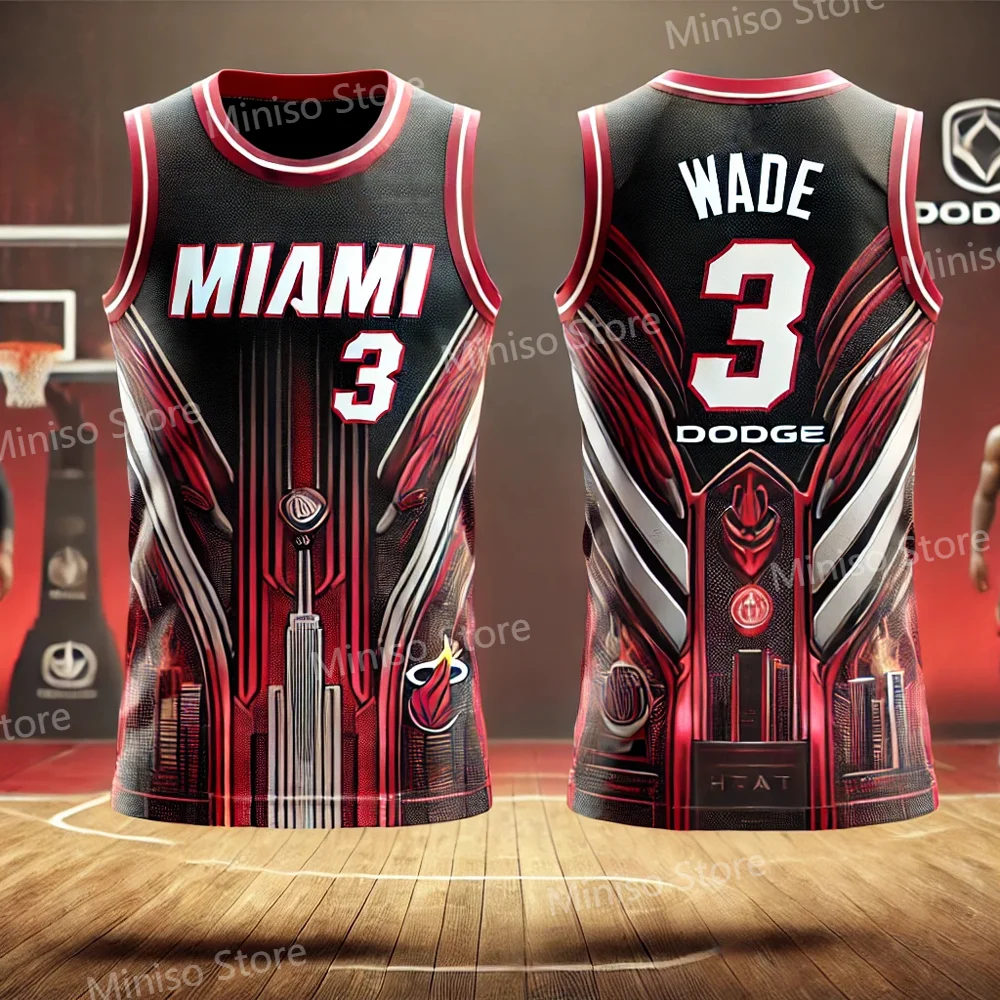 24/25 Miami New Arrivals Summer Basketball Wade #3 O-Neck Heats T-Shirt Jersey Comfort Sweatshirt 3D Printed Adults/KIDs