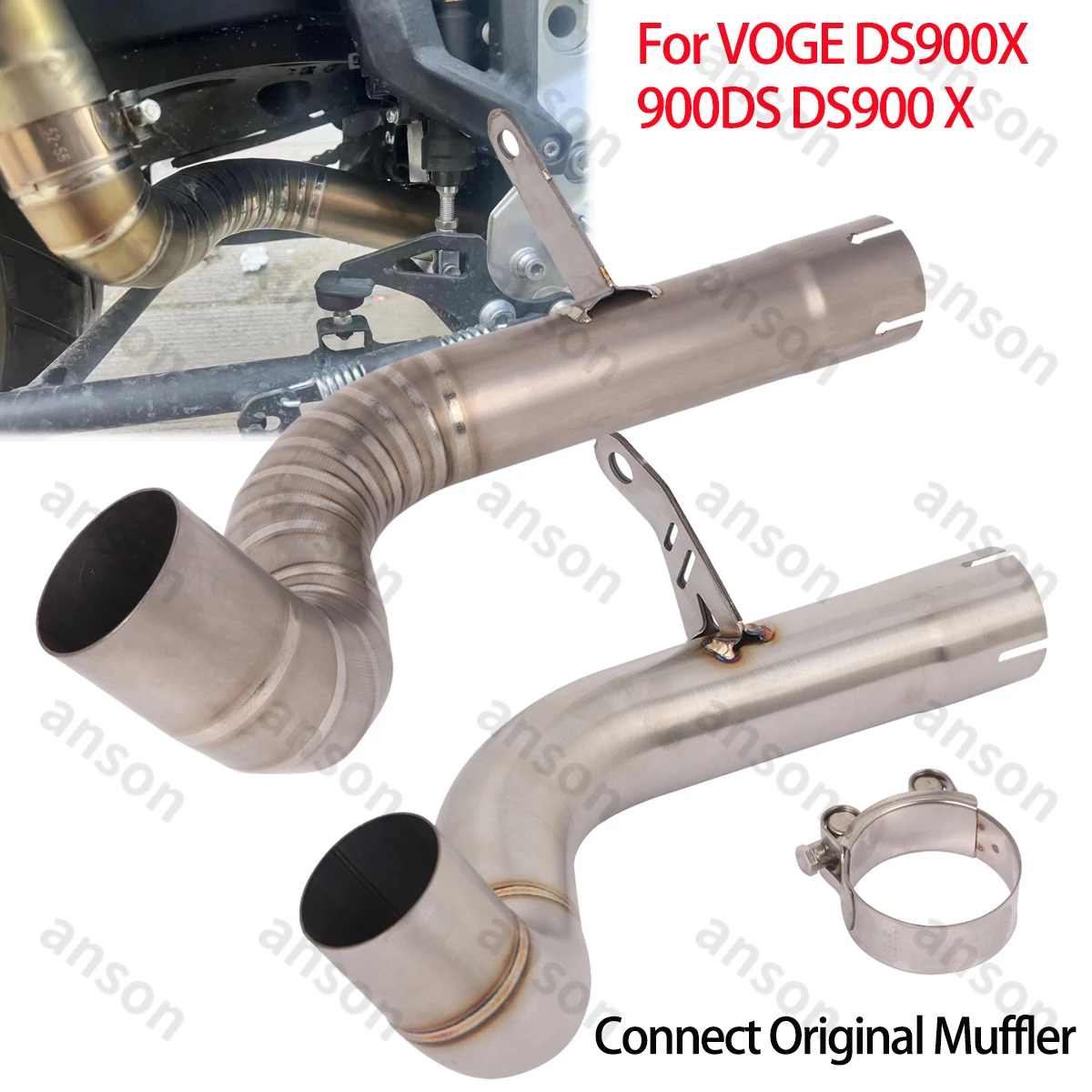 

Slip On For VOGE DS900X 900DS DS900 X 2024 2025 Moto Exhaust Escape Titanium Alloy Middle Link Pipe Replace Original Catalyst