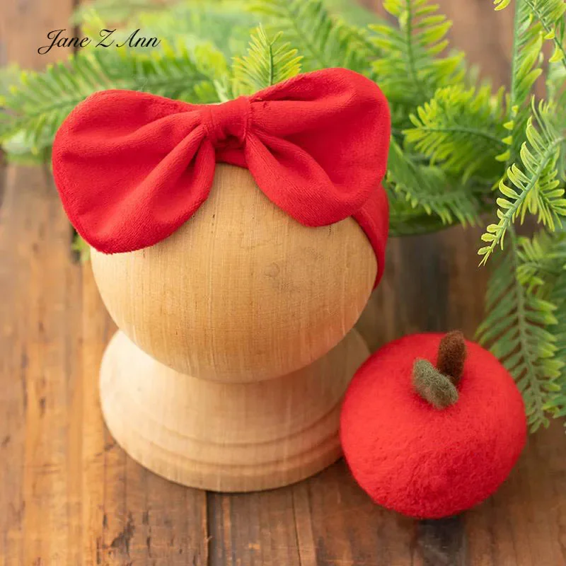 Christmas red headband+apple fruit newborn baby bow hair accessories photography studio photo matching,scene  props