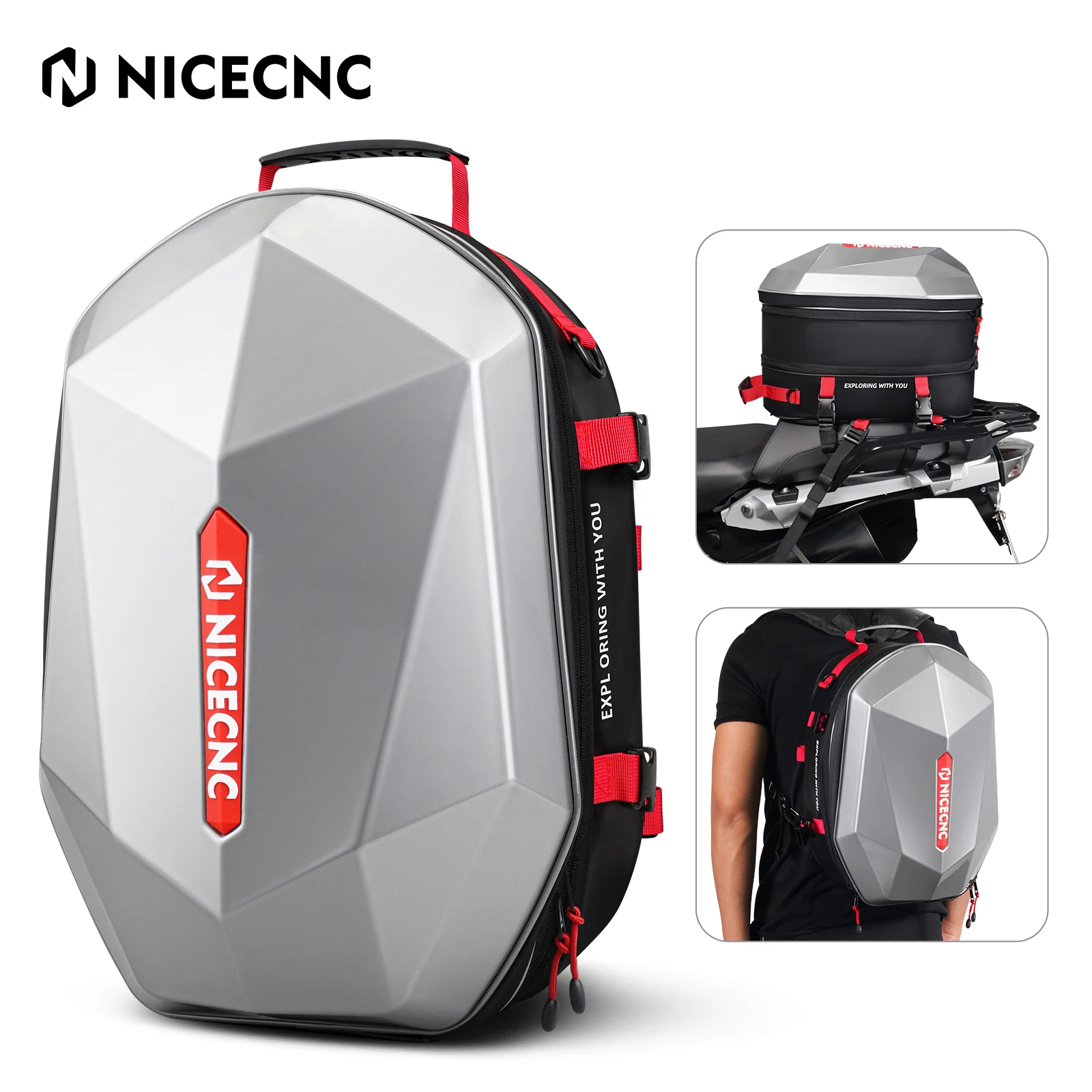 

Motorcycle Helmet Bag Expandable Capacity Outing Backpack for Men Motorcyclist Hard Motorbike Dual Sport Top Case for Ducati