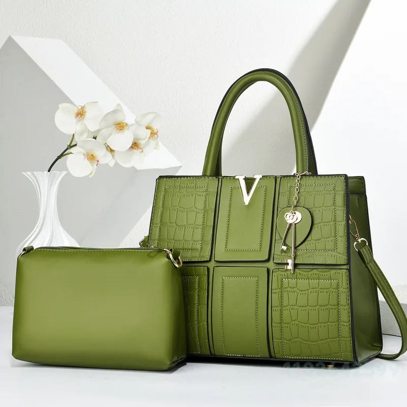 New Women's Handbag Fashion High Quality Two Piece Set Mother Bag Premium Solid Color Commuter Versatile Storage Crossbody Bag