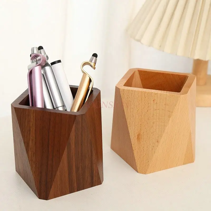 1pcs oden pen holder, solid wood office desktop, high-end stationery storage ornament, creative student pen holder storage