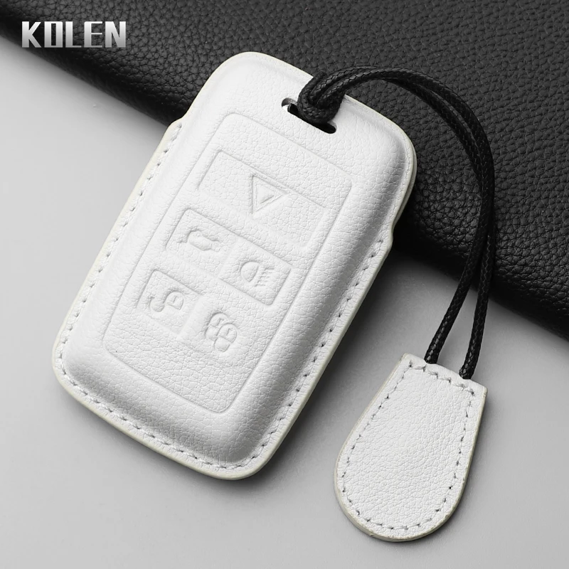 Leather Car Key Case Cover Shell For Land Rover Range Rover Sport Evoque Velar Discovery Jaguar XE XF E-Pace F-Pace XJ Keychain