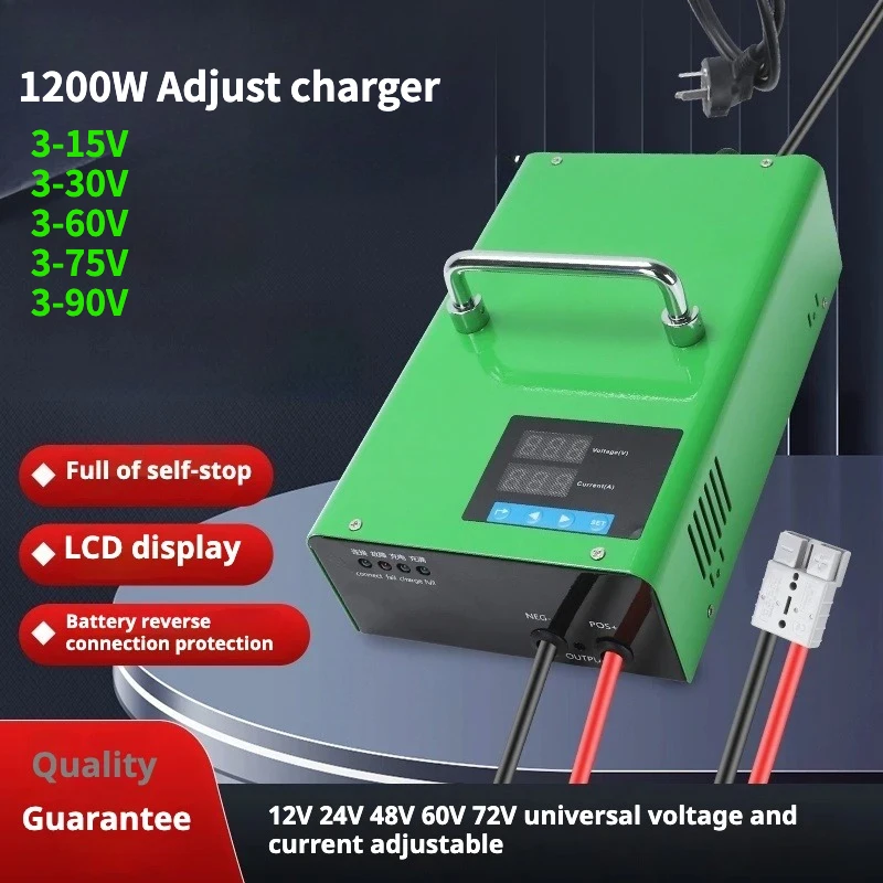 

1200W Aadjustable Charger 1000W 0 -15V 0-80A 0-90V 0-60V 25A 12V 80A 24V 29.2V 60A 54.6V 58.4V 20A 87.6V 10A Lifepoo4 Li ion