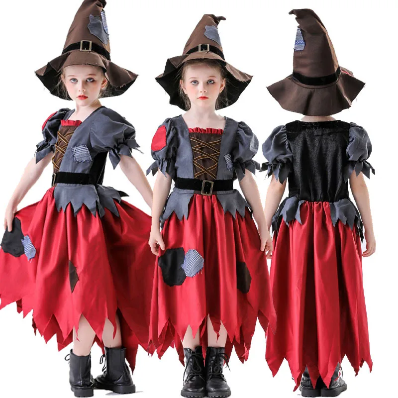 

Косплей ведьмы-вампира для девочек на Хэллоуин — черно-красное страшное милое платье-маскарадный костюм для детских ролевых игр и сценических шоу