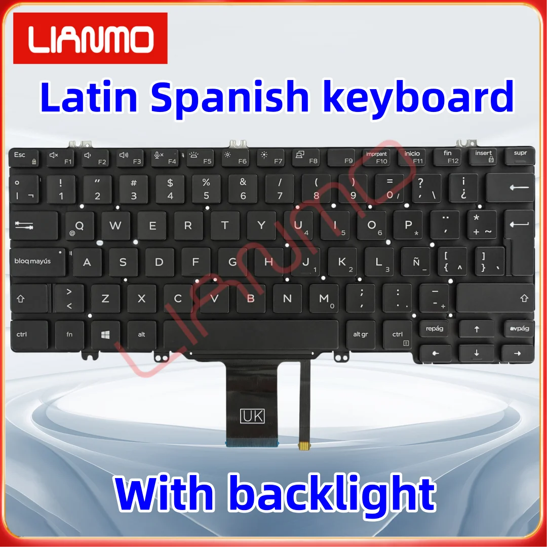 Klawiatura US/UK/Hiszpańska/Latynoska Hiszpańska/Grecka z podświetleniem do DELL Latitude 3300 5200 5300 7200 7300 3301 — zdjęcie produktu 2