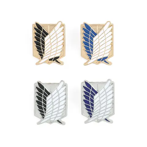 Anime giapponese Attack ON Titan Spilla smaltata Eren Jaeger Mikasa Ackerman Jiyuu No Tsubasa Spilla cartone animato Distintivo da bavero Regalo all'ingrosso