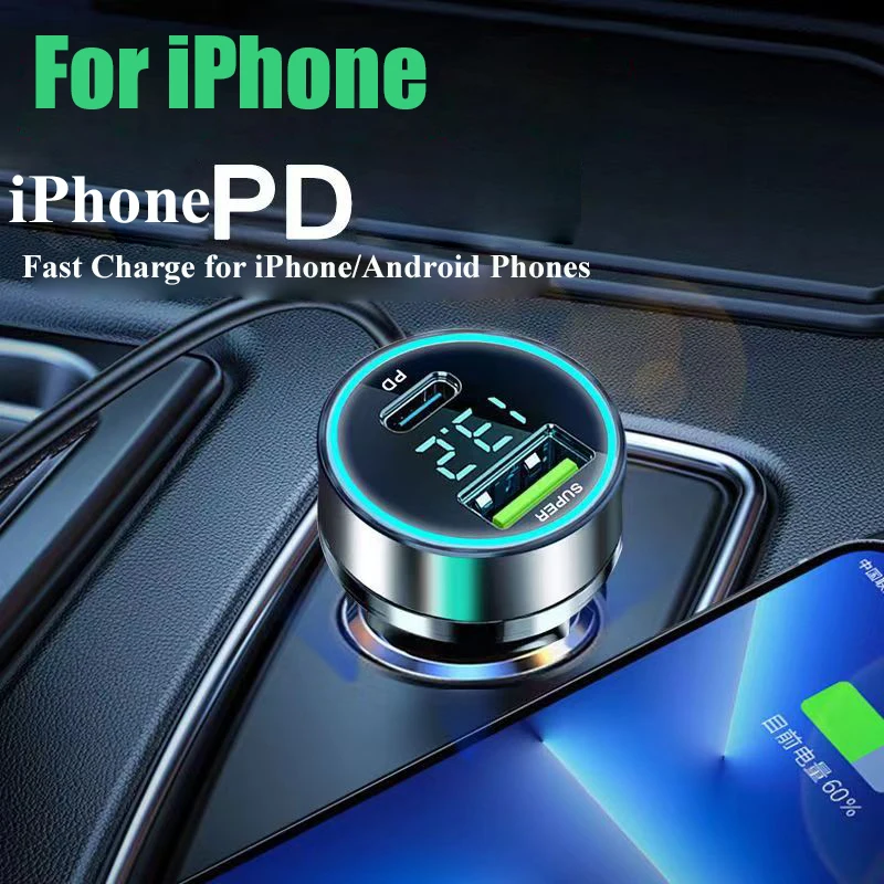 UYUXIO USB C Car Charger Adapter with Voltage Display Super Fast Charging in Car for Samsung iPhone OPPO Vivo Oneplus Huawei