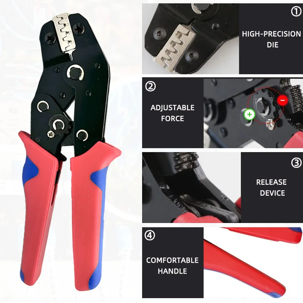 SN58B Crimping Pliers kit Portable Hand Crimper Tool Set With 5 Sets of Jaws 03H/02C/-6/2546B/06WF Electrician Tool Kit