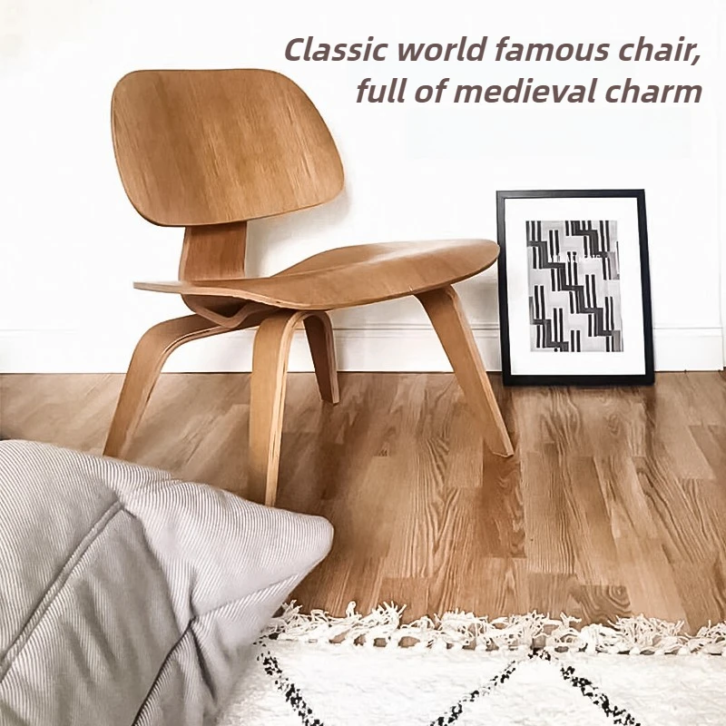 Retro Art Design, Eames Puppy Chair, Nordic Bent Wood Low Stool, Solid Wood Chair for Living Room and Bedroom, Home Furniture