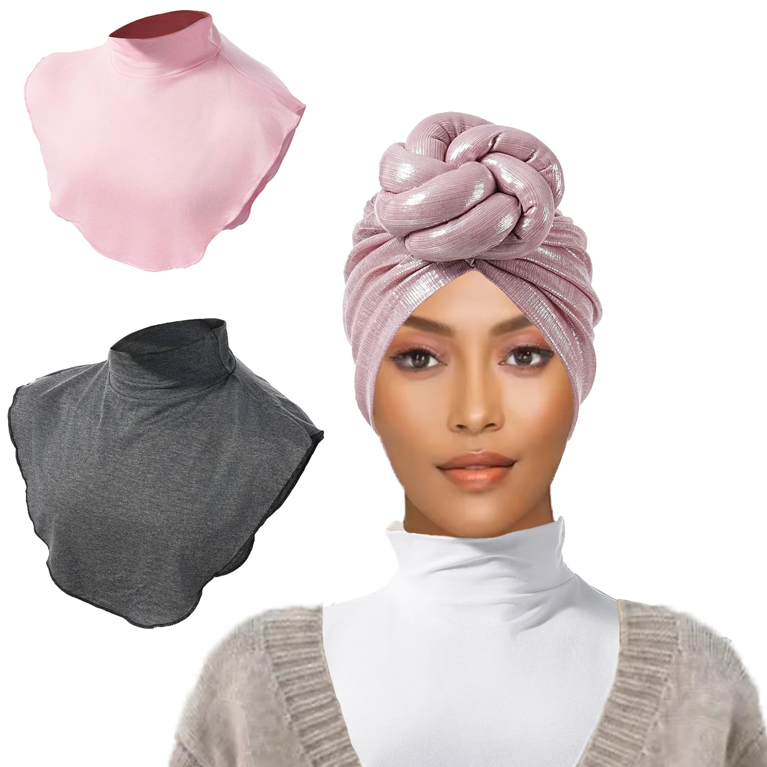 

Новый женский мусульманский модальный искусственный накладной воротник, исламский хиджаб, удлинитель, водолазка с высоким воротником, теплый яркий однотонный полутоп