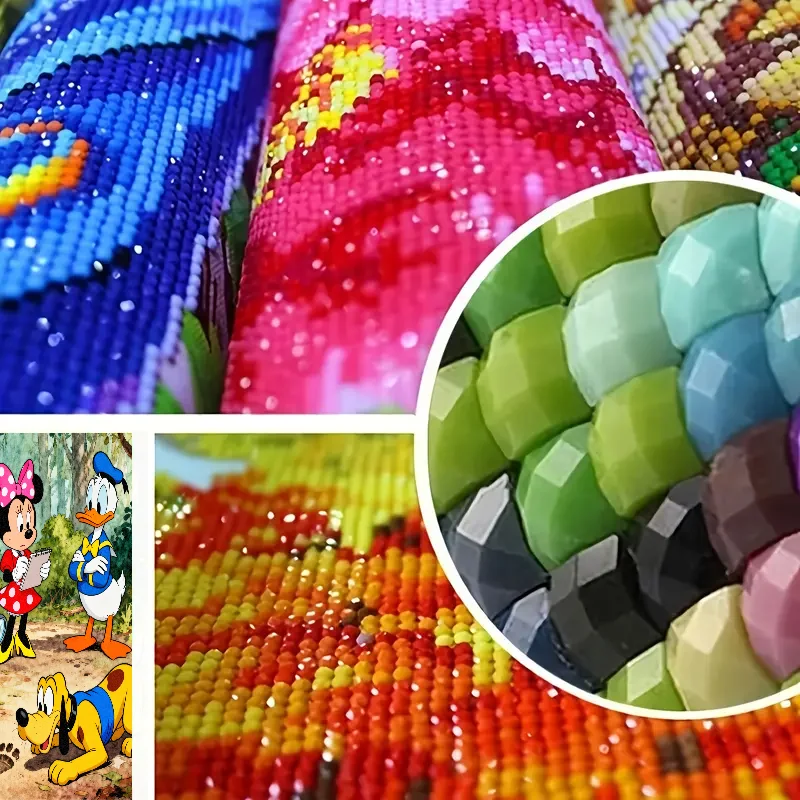 1pc diy 5d kit de pintura diamante broca completa, disney mickey mouse minnie pato donald plutão personagem dos desenhos animados detetive aventura s