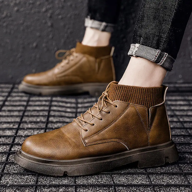 

Winter Boots Socks Mouth Locomotive Men's Shoes Casual Comfortable Chunky Boot Fashion Men's Sports Shoes