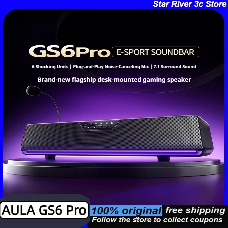 

AULA GS6 Pro Беспроводная игровая саундбар для киберспорта Bluetooth5.4 6-ядерные блоки 7.1Звуковые колонки RGB для ПК Switch2 Телефон Музыка Фильмы