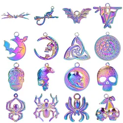 Halloween Skull Animal Spider Bat Stainless Steel Charms For Jewelry Making Bulk Pendant Charm Steampunk Breloques Accessories