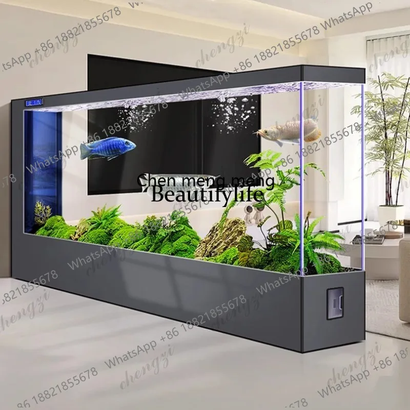 

R134 High-end large floor-to-ceiling fish tank living room 2026 new screen partition ultra-white glass aquarium