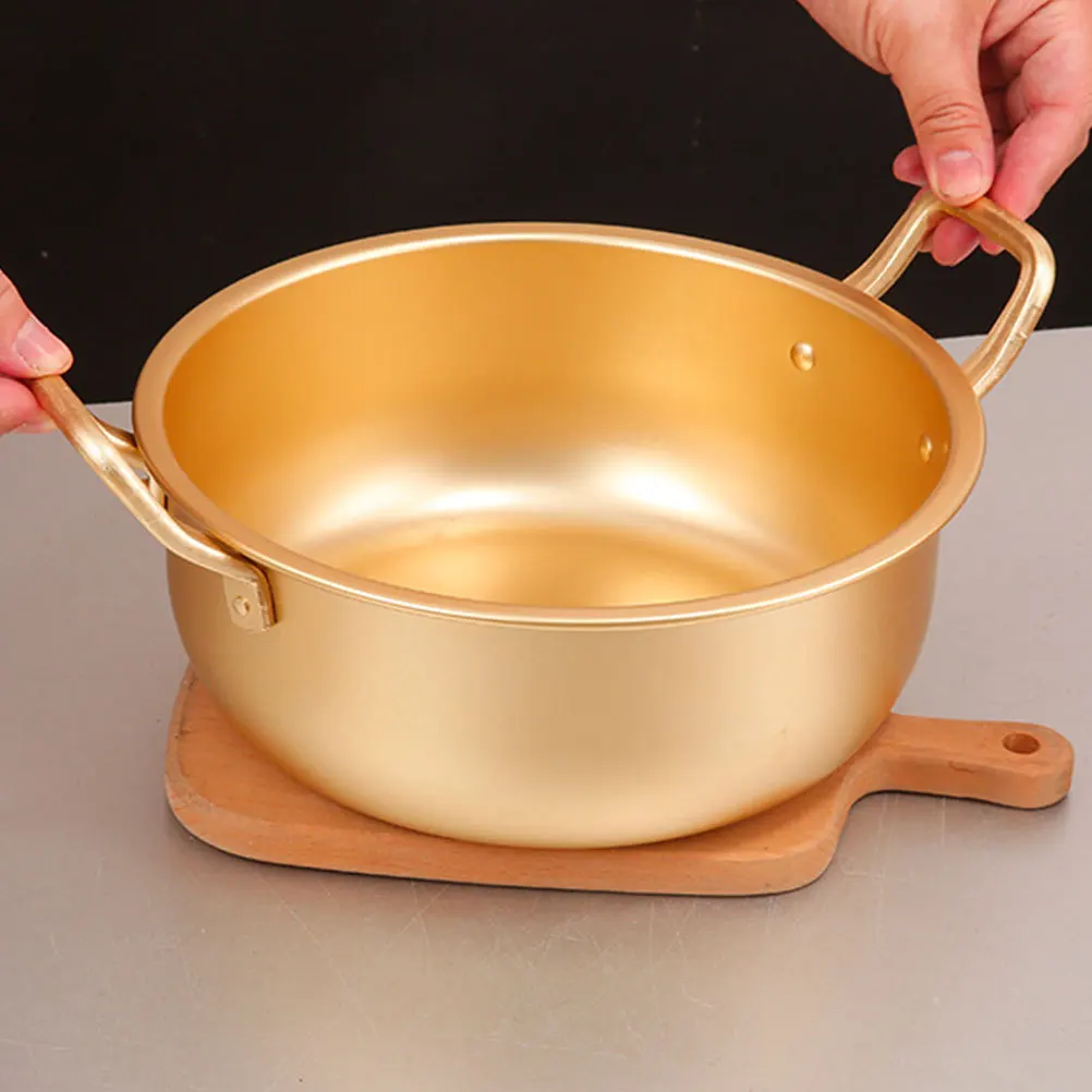 

1pc Ramen Noodles Korean Stockpot Aluminum Soup Pot Double Handles Stew Cooking Instant Noodle Cooker Kitchen Cooking Pot