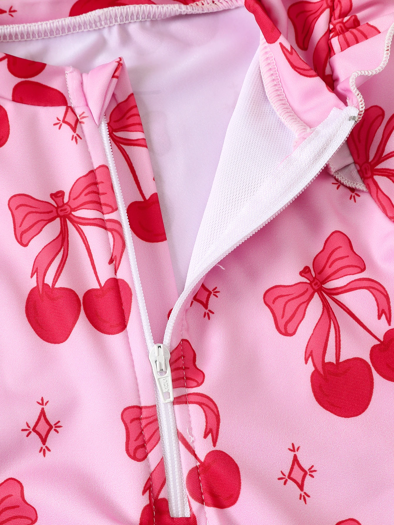 Baby Girl Summer Cherry Print Long Sleeve Onesie Swimsuit with Hat Infant Swimwear Protection And Style in One Piece - view 4