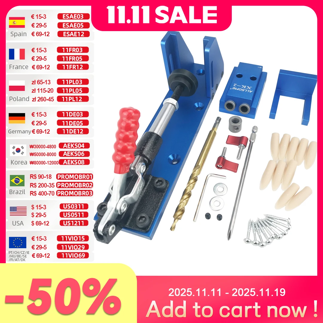 Aluminum Pocket Hole Jig Kit with Drill Bits