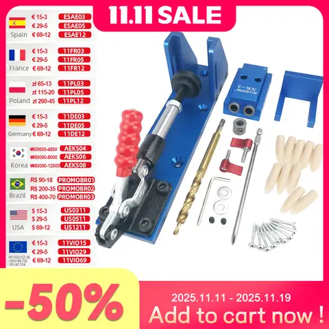 Aluminum Pocket Hole Jig Kit with Drill Bits Allsome