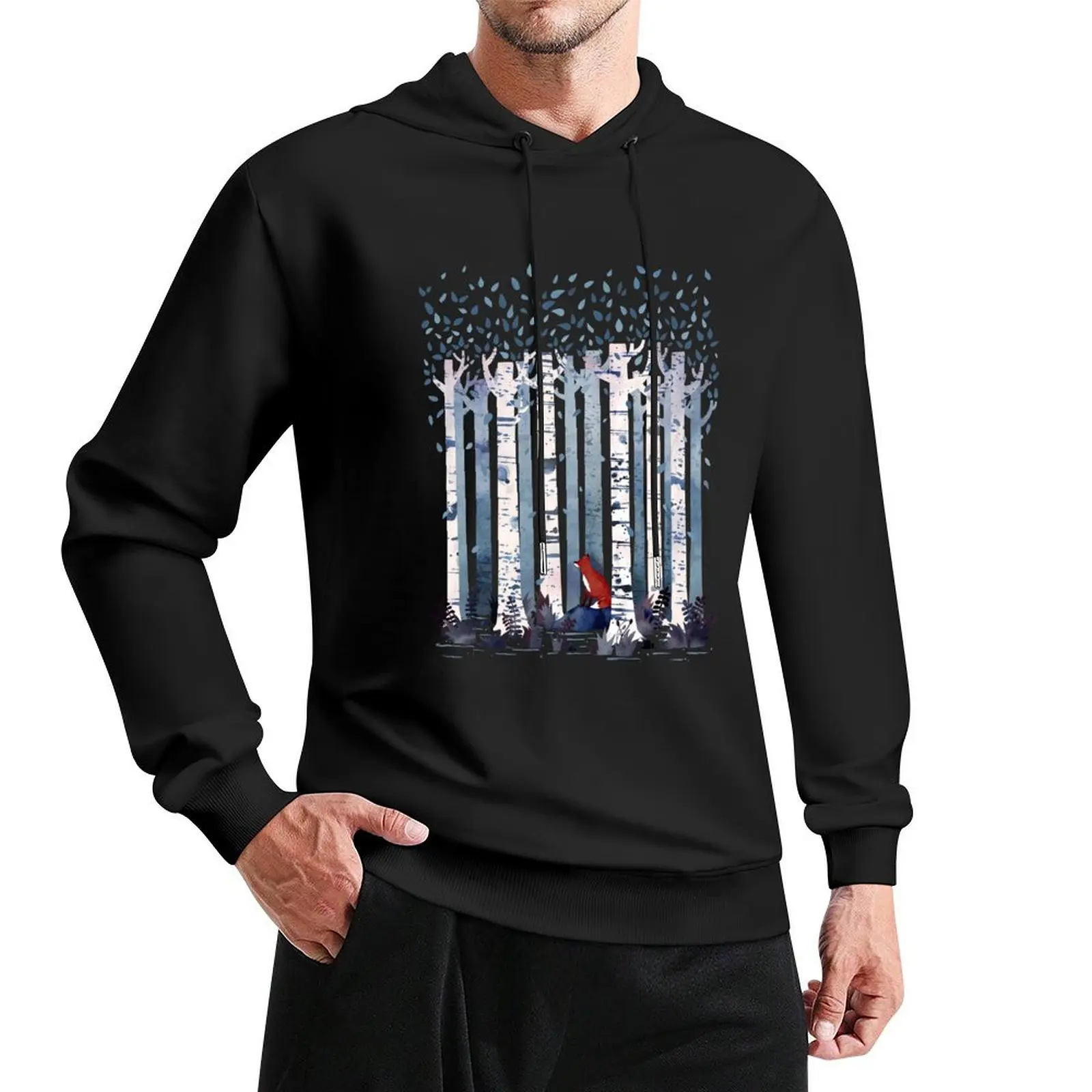 The Birches (in Blue) Pullover Hoodie mens designer clothes autumn new features of hoodies & sweatshirts