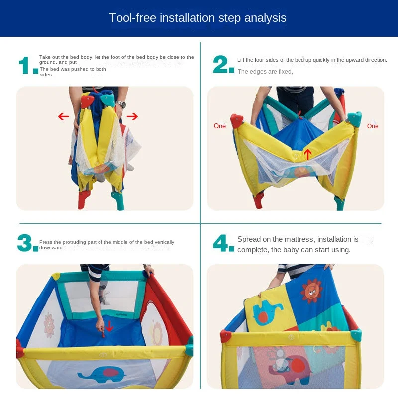 สไตล์ใหม่เด็ก Playpen ทารกแรกเกิดพับสนามเด็กเล่นแห้งลูกสระว่ายน้ําเด็กวัยหัดเดินความปลอดภัย Barrier รั้วเกม Guardrail เฟอร์นิเจอร์เด็ก