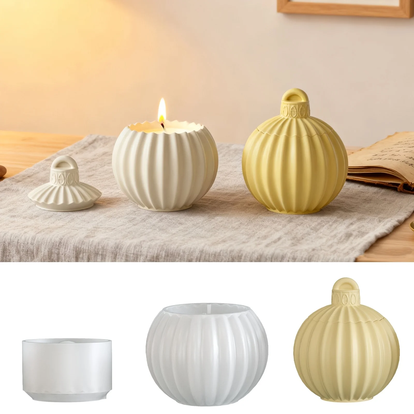 

Силиконовая форма для поделок: полосатая колоколообразная банка для хранения, подставка для гипсовых свечей, украшение, форма для литья из смолы, специальная форма в виде полосатого колокола