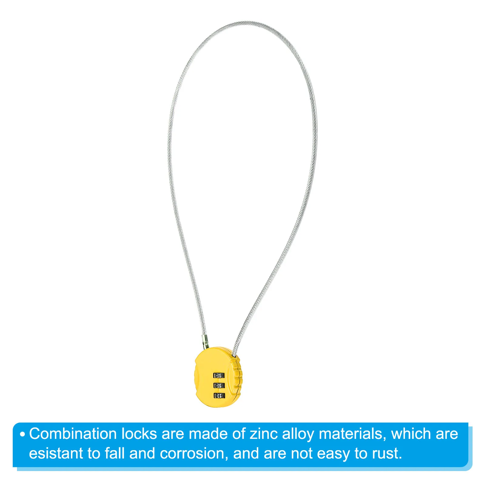 1 Pack Combination Lock 19.6 Inch / 31.4 Inch Small 3 Digit Padlock for Gym Locker Yellow/Green