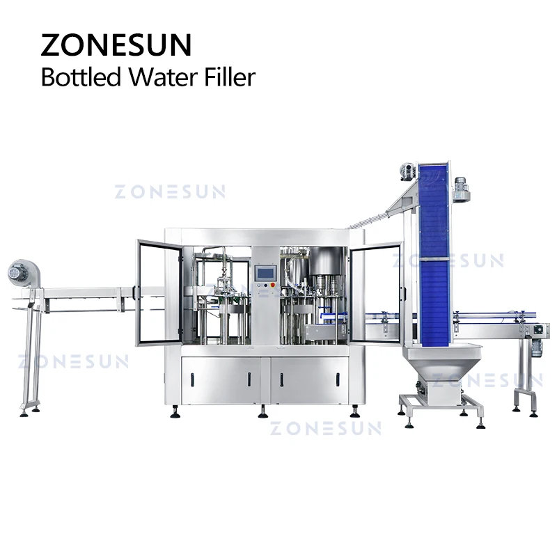 ZONESUN Liquid Rinsing Filling Capping Machine ZS-AFC883 Automatic Mineral Water PET Bottle Beverage Drinking Water Production