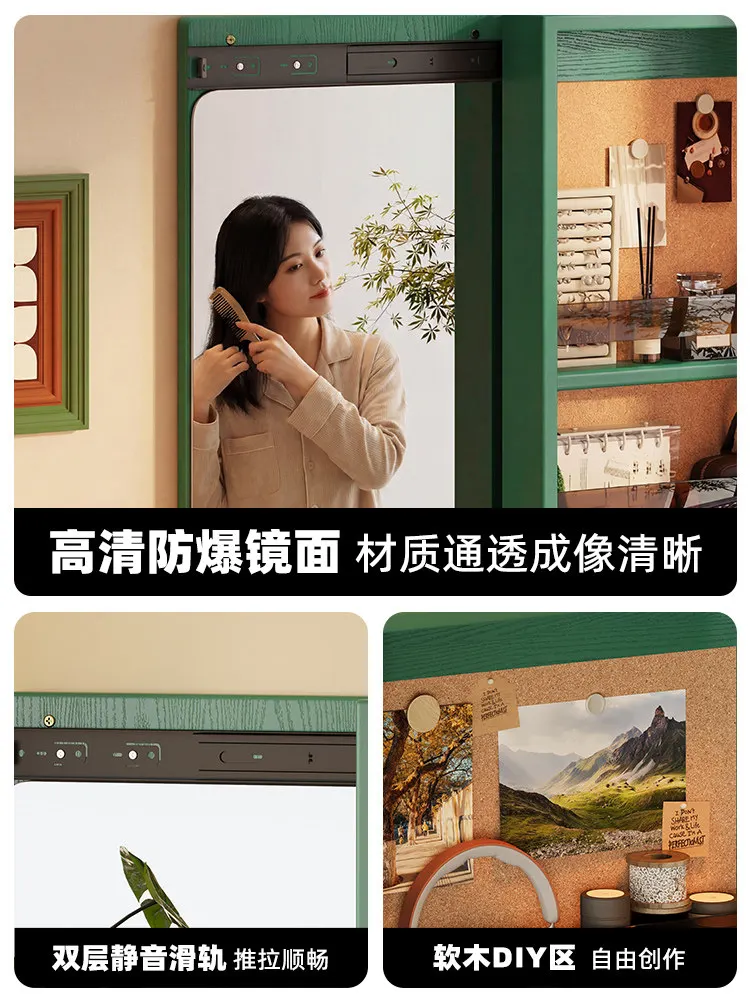 Solid wood full-length mirror push-pull home full-length mirror household hidden fitting mirror wall hanging