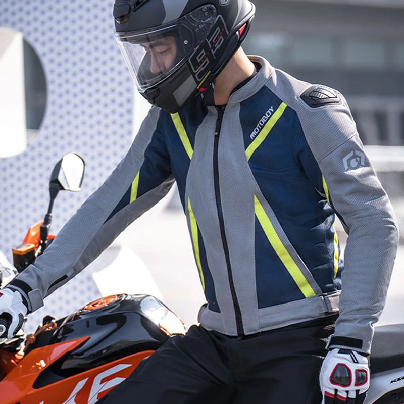 

MOTOBOY Мужская мотоциклетная куртка Мужская летняя сетчатая ткань Мотоциклетные куртки CE Защитное оборудование Светоотражающая мода