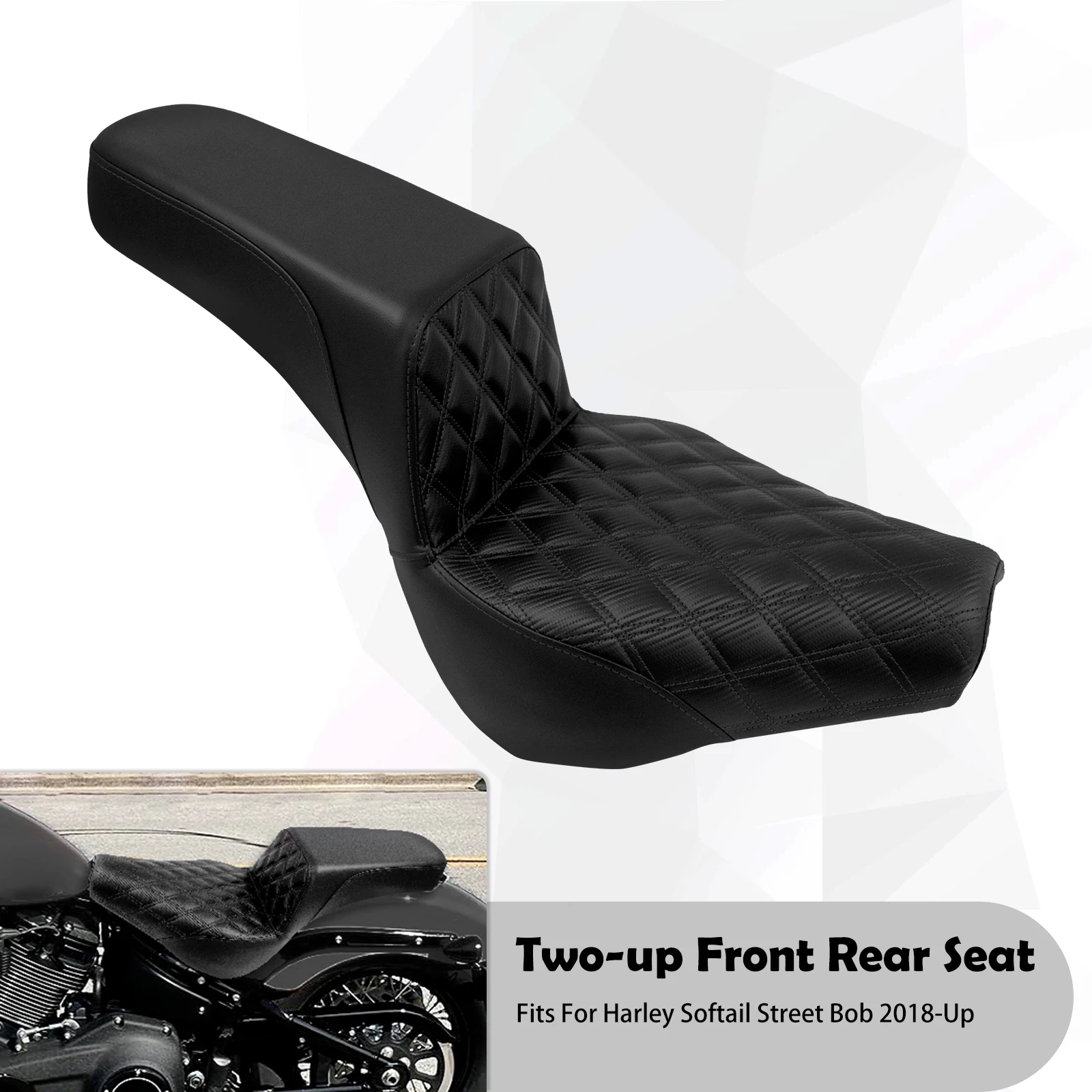 Motorrad-Doppelsitz für Fahrer und Beifahrer für Harley Softail Street Bob FXBB FLHC Standard FXST Slim FLSL Deluxe FLDE 18-UP