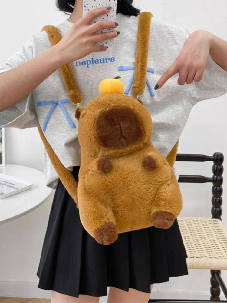 كابيبارا حقيبة ظهر قطيفة Kawaii موضة بلوشي دمية الفراء حقيبة الأطفال حقيبة كتف حقيبة صغيرة حقائب هدايا لصديقتك
