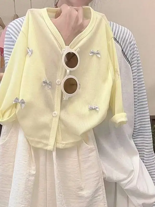 سترة كارديجان رقيقة مفتوحة للفتيات بتصميم عصري كوري جديد للصيف، ملابس خارجية خفيفة وأنيقة للأطفال