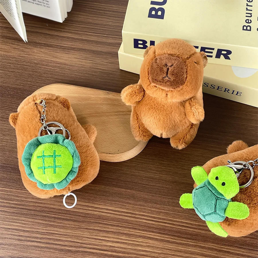 Cute Cartoon Rotating Turtle Plush Capibara Keychain Pendant Plush Toys Capybaras Backpack Doll Toys For Girls Hanging Pendant