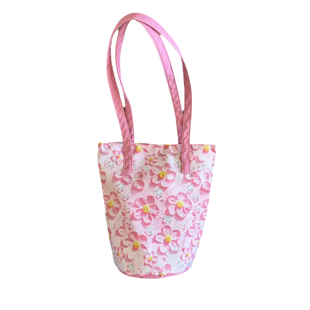 

Creative Floral Pattern Bucket Bag Casual Large Capacity Shoulder Bag Portable Handbag for Women