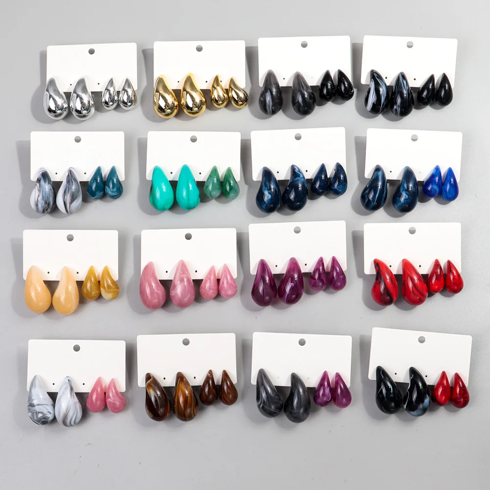 الاكريليك متعدد الألوان قطرة الماء القرط للنساء ، الأطواق الحديثة القرط ، موراندي اللون ، المجوهرات مكتنزة ، الهدايا ، 2 أزواج ، مجموعة #2