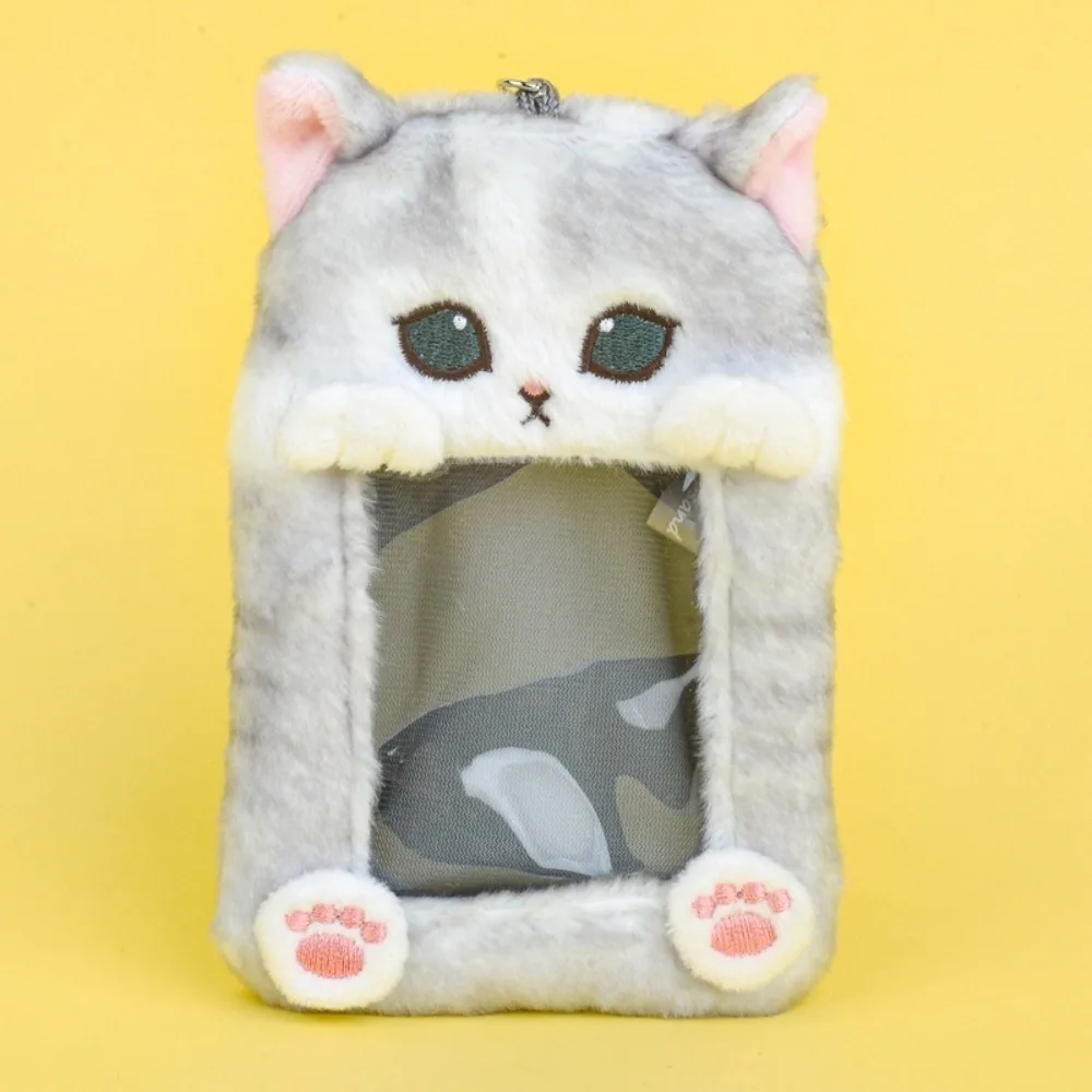 

Cute PVC Card Holder Cartoon Cat Unisex Card Anti-Lost Protective Case Plush Bag Pendant