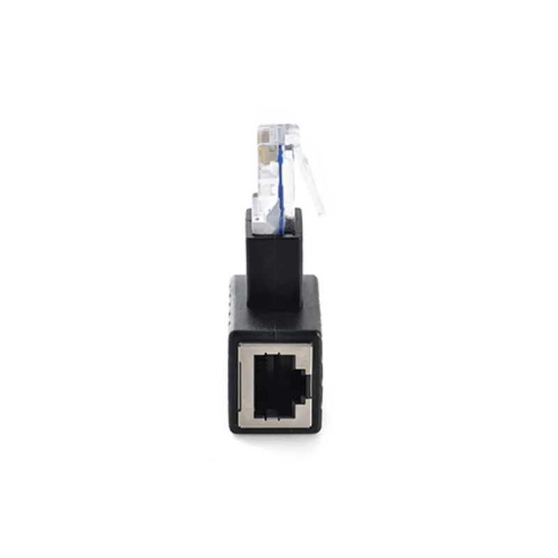 Adaptor Ethernet sudut kanan kiri atas bawah, 90 derajat dan 270 derajat RJ45 8P8C Ethernet Female ke 8P8C Male Adapter