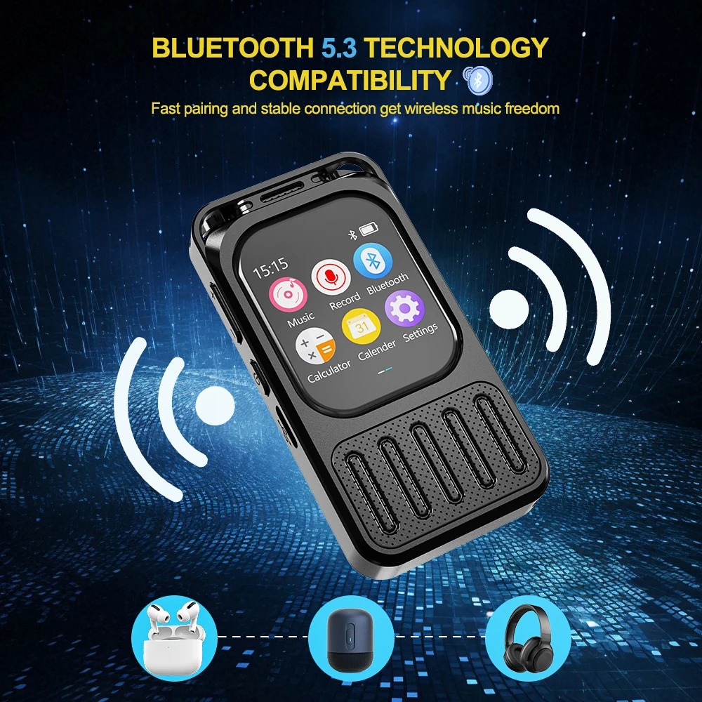 Vandlion V78 مسجل صوت شاشة TFT LCD تعمل باللمس 1200mAh 78H وقت طويل تسجيل الصوت آلة حاسبة وظيفة جهاز بلوتوث