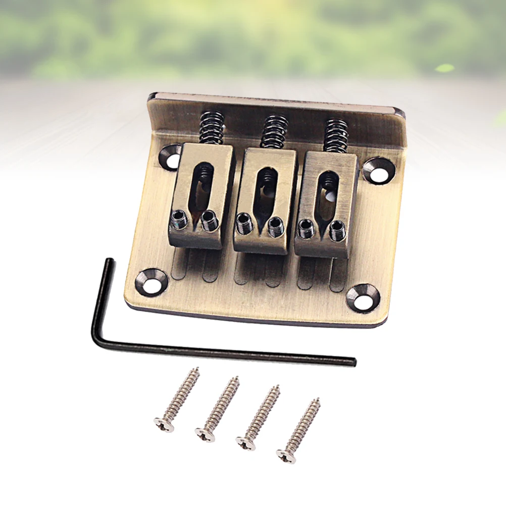 

3 Strings Fixed Saddle Hardtail Bridge For Electric Guitar Replacement Kit High Gloss Anti-Corrosion Easy Mounting Adjustable