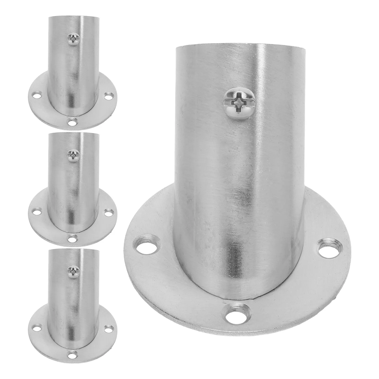 

4Pcs Stainless Steel Closet Rod Bracket Heavy Duty Flange Mount for 26Mm Rod Corner Wall Support Wardrobe Rail Holder Silver